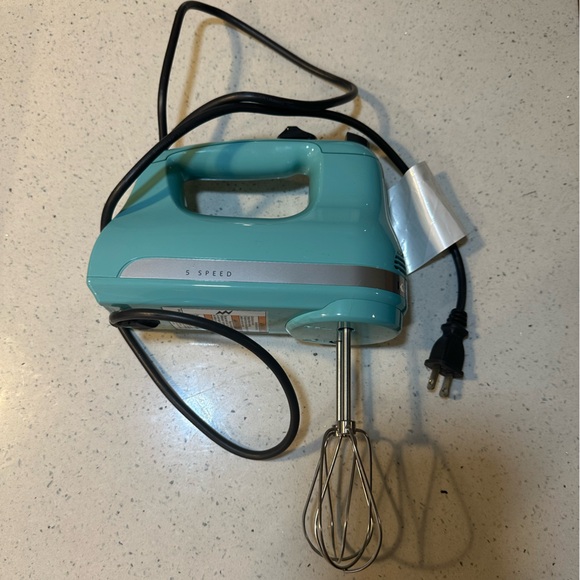 NWOT KitchenAid Power 5-Speed Hand Mixer in aqua - Picture 2 of 10